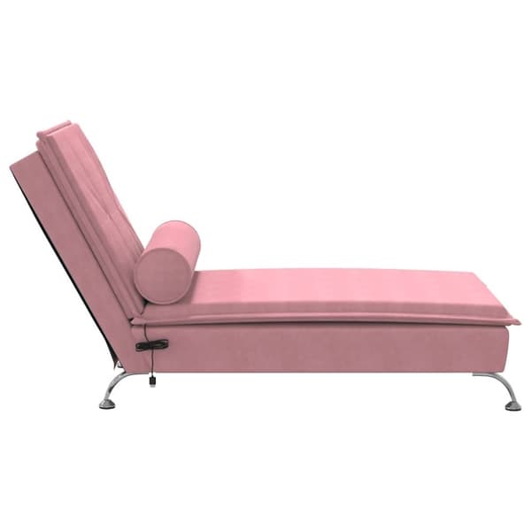 vidaXL Massageschäslong med bolster rosa sammet