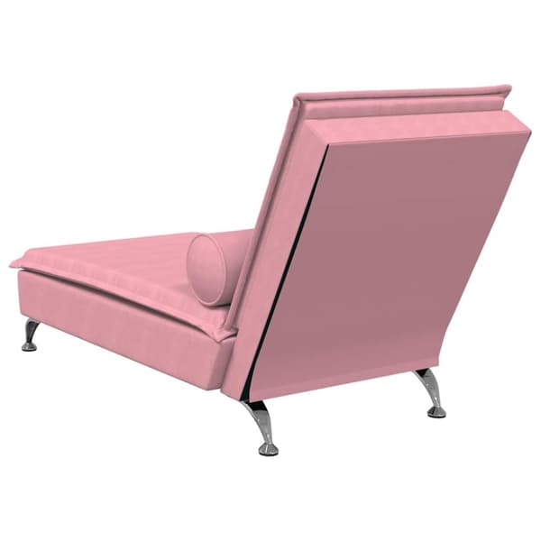 vidaXL Massageschäslong med bolster rosa sammet