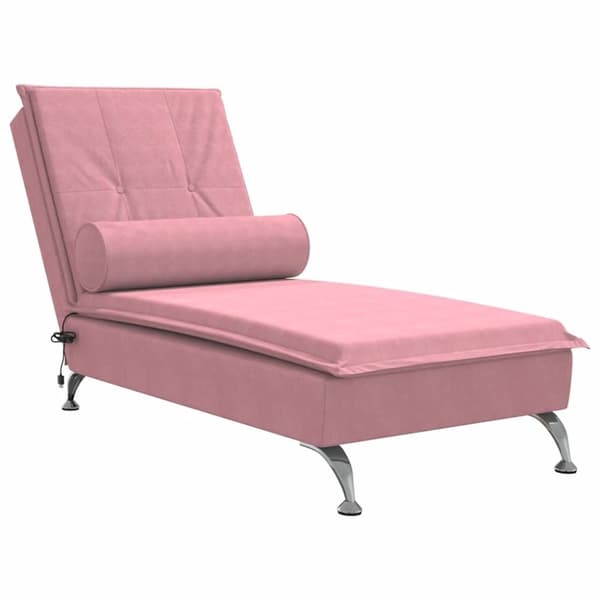 vidaXL Massageschäslong med bolster rosa sammet