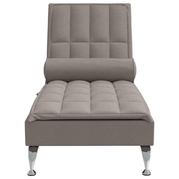 vidaXL Massageschäslong med bolster taupe tyg