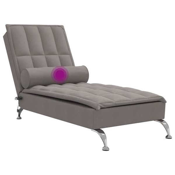 vidaXL Massageschäslong med bolster taupe tyg