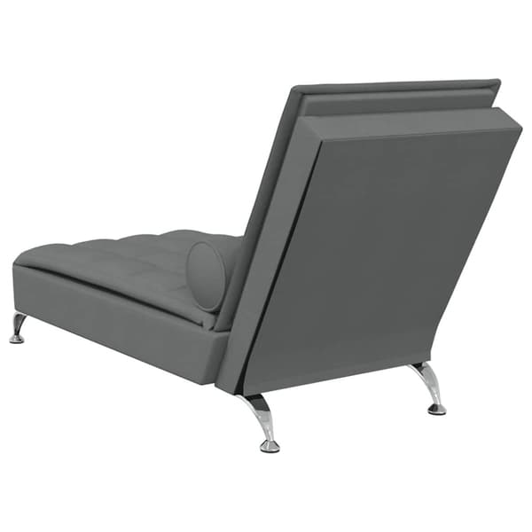 vidaXL Massageschäslong med bolster mörkgrå tyg