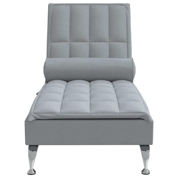 vidaXL Massageschäslong med bolster ljusgrå tyg