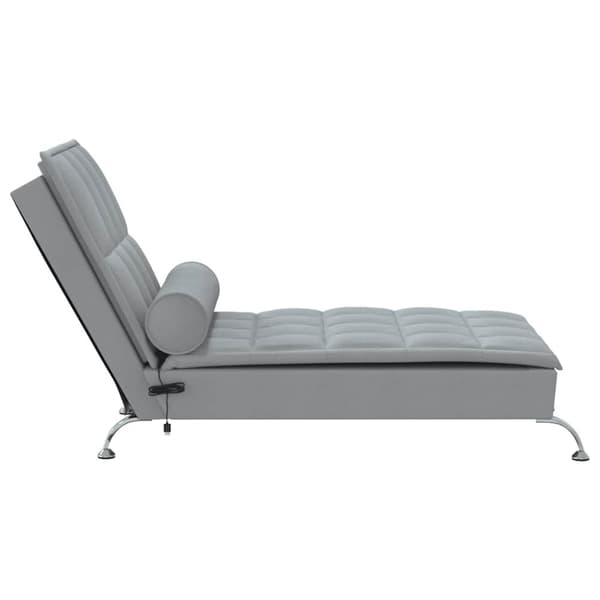 vidaXL Massageschäslong med bolster ljusgrå tyg