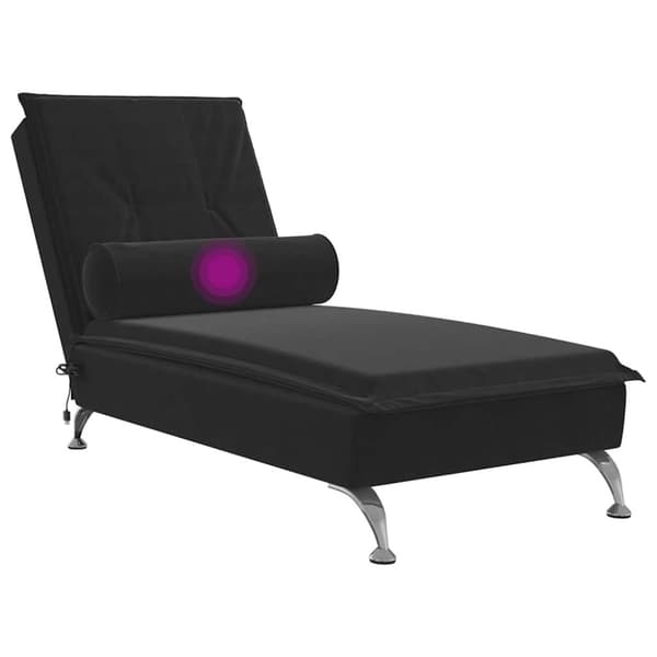 vidaXL Massageschäslong med bolster svart sammet