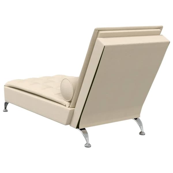 vidaXL Massageschäslong med bolster gräddvit tyg