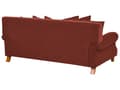 Miniatyrbillede 5 af 11: 3 Personers Rød Stof Sofa med Træben Solide Sæder Ekstra Hynder Retro Stil