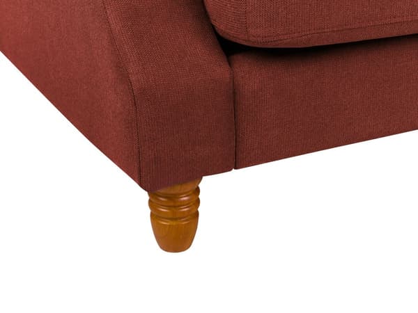 3 Personers Rød Stof Sofa med Træben Solide Sæder Ekstra Hynder Retro Stil