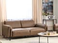 Miniatyrbilde 4 av 11: Sofa Brunt Stoff Metallben 3 Seter Lær Look Klassisk Sofa Settee Justerbar ryggstøtte Stue Moderne