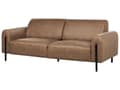 Miniatyrbilde 5 av 11: Sofa Brunt Stoff Metallben 3 Seter Lær Look Klassisk Sofa Settee Justerbar ryggstøtte Stue Moderne