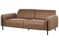 Miniatyrbilde 6 av 11: Sofa Brunt Stoff Metallben 3 Seter Lær Look Klassisk Sofa Settee Justerbar ryggstøtte Stue Moderne