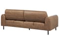 Miniatyrbilde 7 av 11: Sofa Brunt Stoff Metallben 3 Seter Lær Look Klassisk Sofa Settee Justerbar ryggstøtte Stue Moderne