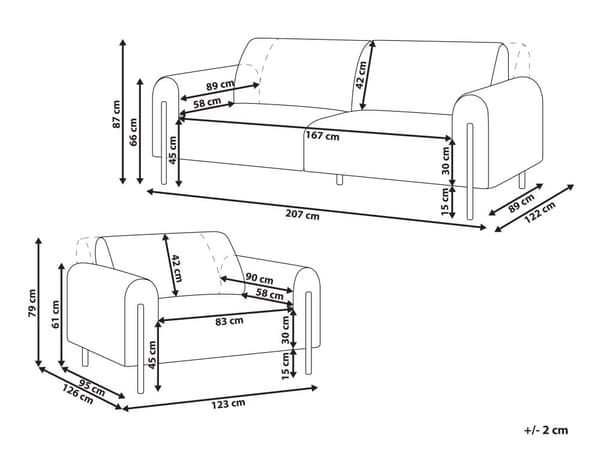 Moderne Stue Sett 3 Seter Sofa Brunt Lenestol Stoff Skinn Look Justerbar Ryggstøtte Ferdig Rygg Metallben Mørkegrønn Askim
