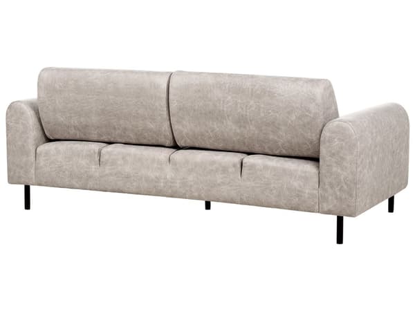 Soffa Grå Tyg Metallben 3-sits Läderlook Klassisk Soffa Justerbart Ryggstöd Vardagsrum Modernt