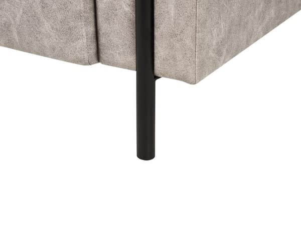 Soffa Grå Tyg Metallben 3-sits Läderlook Klassisk Soffa Justerbart Ryggstöd Vardagsrum Modernt
