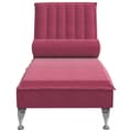 Miniatyrbild 3 av 8: vidaXL Massageschäslong med bolster vinröd sammet