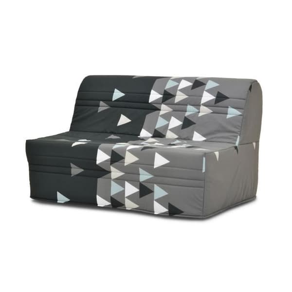 BZ dagbädd - JOE - Grått och svart tyg - 2 platser - L143 x D97 x H89cm - 9cm madrass