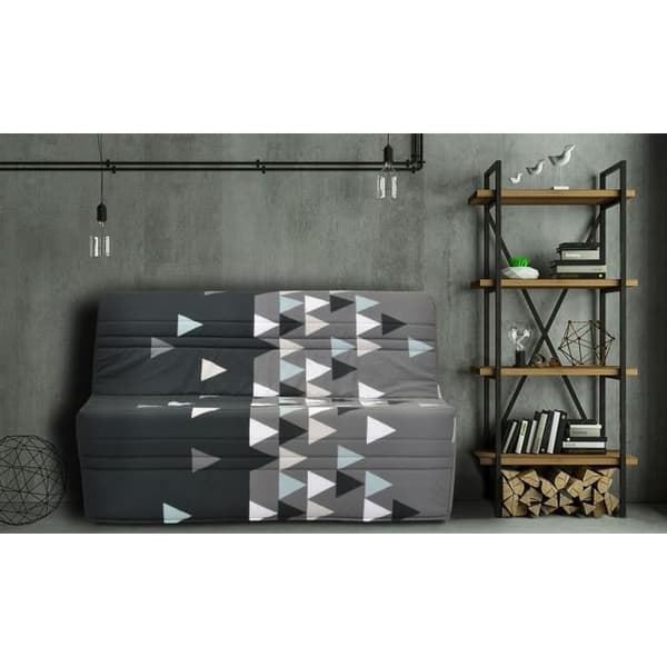 BZ dagbädd - JOE - Grått och svart tyg - 2 platser - L143 x D97 x H89cm - 9cm madrass