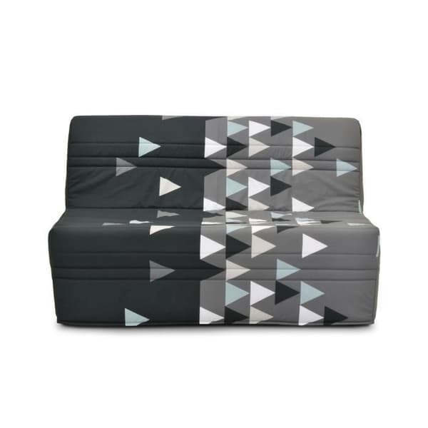 BZ dagbädd - JOE - Grått och svart tyg - 2 platser - L143 x D97 x H89cm - 9cm madrass