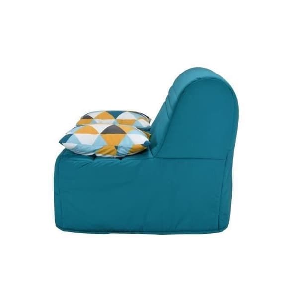 JOE Bänk BZ GEOMETRICO - Turkos tyg - B 143 x D 101 x H 95 cm