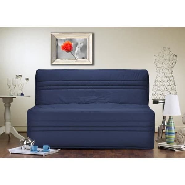 JOÉ 3-sits BZ-bänk - Marinblått tyg - Samtida - L 143 x P 97 cm