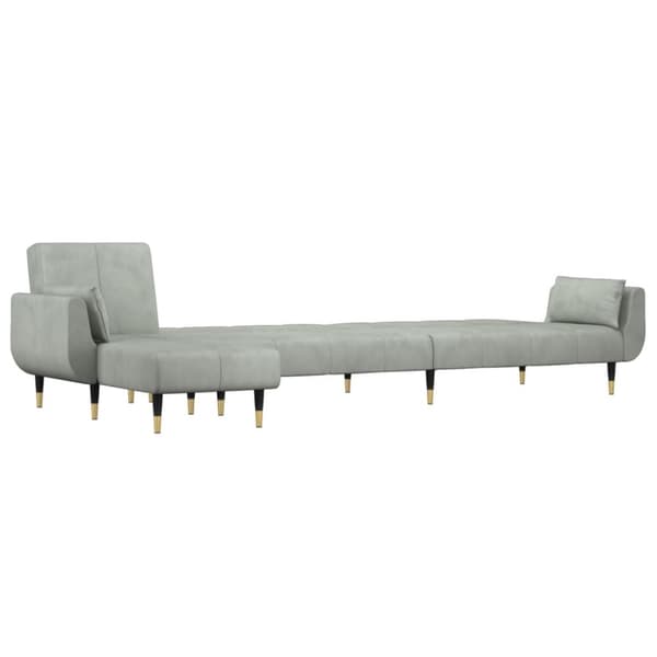 L-formad bäddsoffa ljusgrå 275x140x70 cm sammet