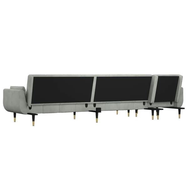 L-formad bäddsoffa ljusgrå 275x140x70 cm sammet