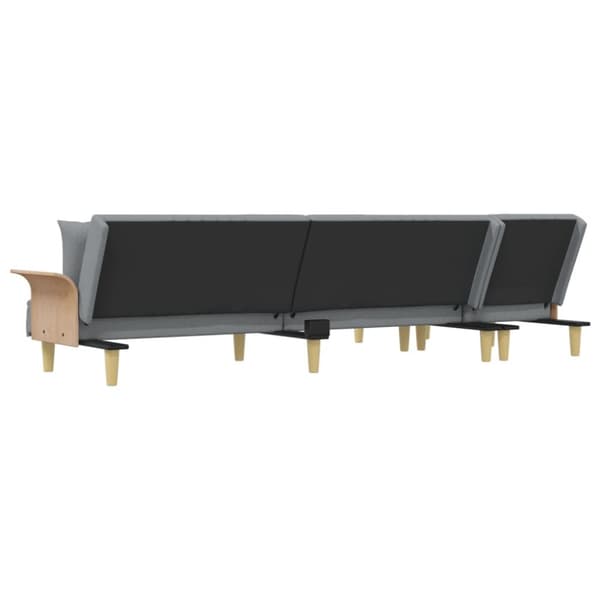L-formad bäddsoffa ljusgrå 279x140x70 cm tyg