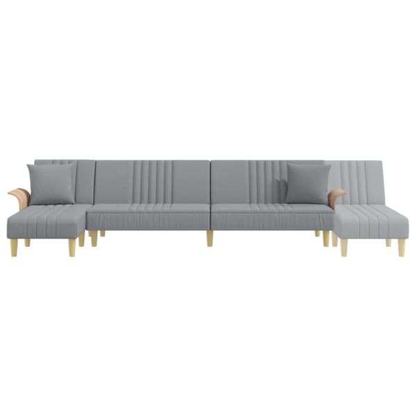 L-formad bäddsoffa ljusgrå 279x140x70 cm tyg