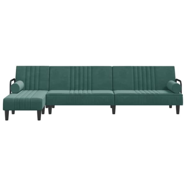 L-formad bäddsoffa mörkgrön 260x140x70 cm sammet