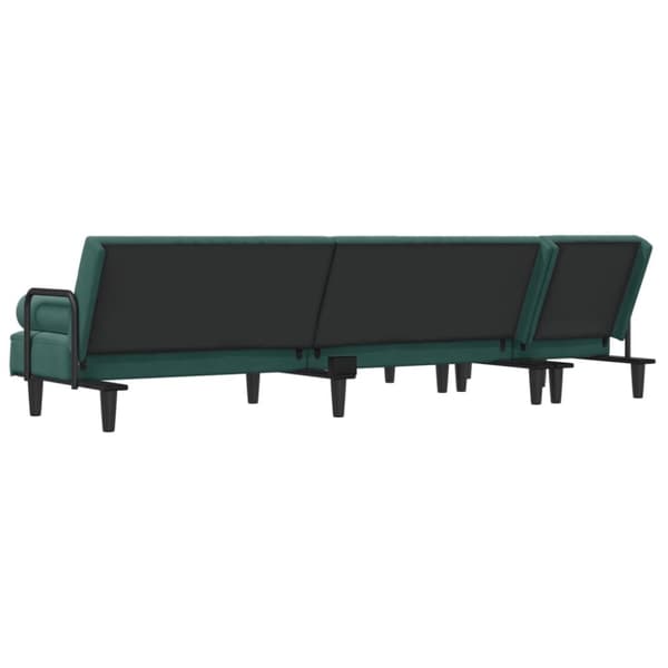 L-formad bäddsoffa mörkgrön 260x140x70 cm sammet