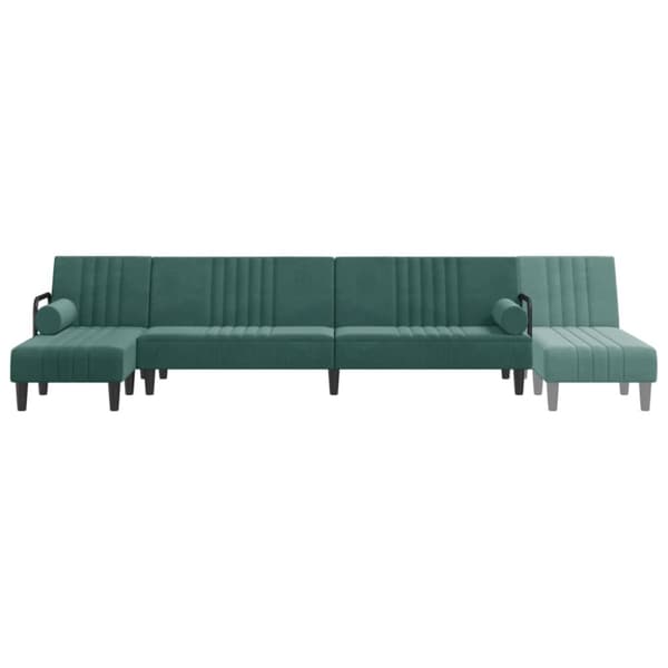 L-formad bäddsoffa mörkgrön 260x140x70 cm sammet