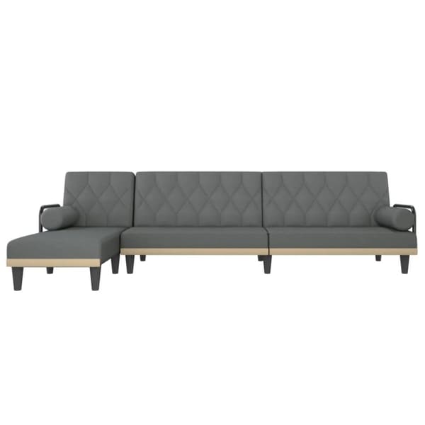 L-formad bäddsoffa mörkgrå 260x140x70 cm tyg