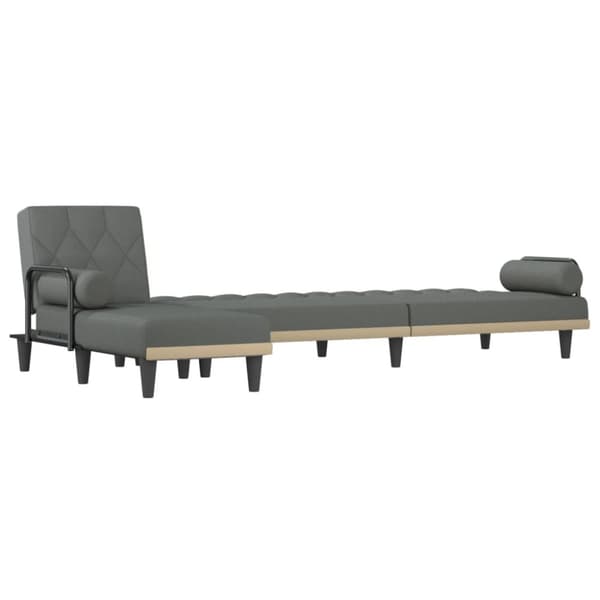 L-formad bäddsoffa mörkgrå 260x140x70 cm tyg