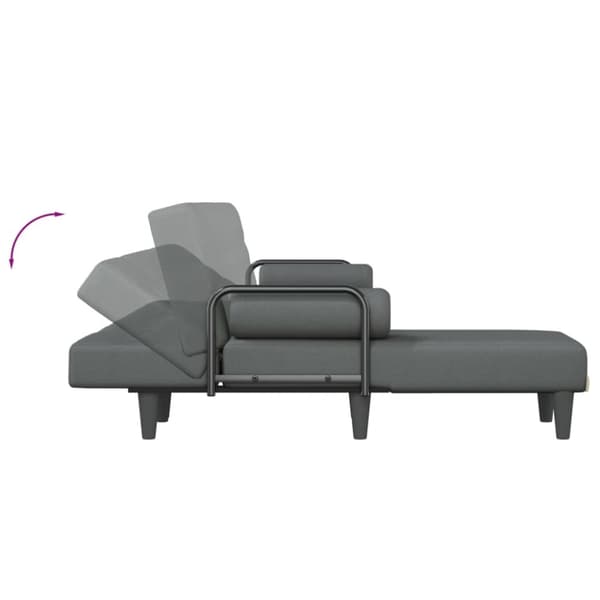 L-formad bäddsoffa mörkgrå 260x140x70 cm tyg