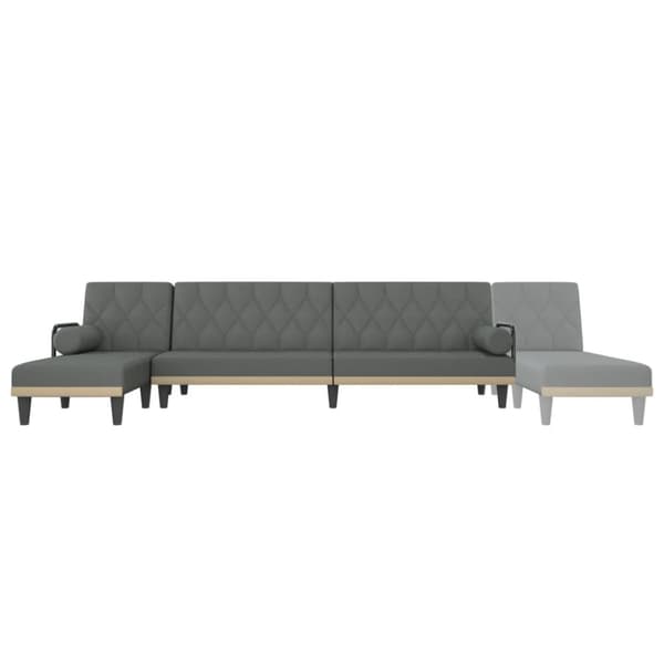L-formad bäddsoffa mörkgrå 260x140x70 cm tyg