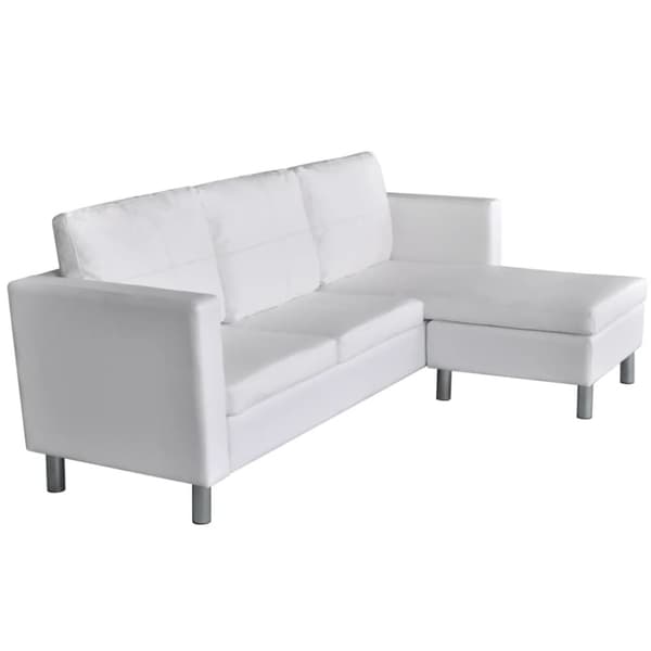 Divansoffa 3-sits konstläder vit