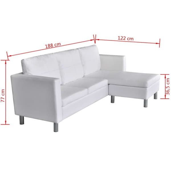Divansoffa 3-sits konstläder vit