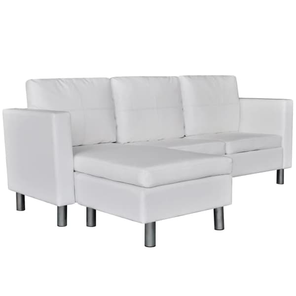Divansoffa 3-sits konstläder vit