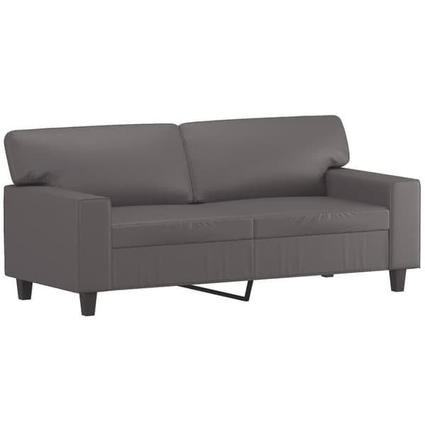 2-sits soffa med prydnadskuddar grå 140 cm konstläder