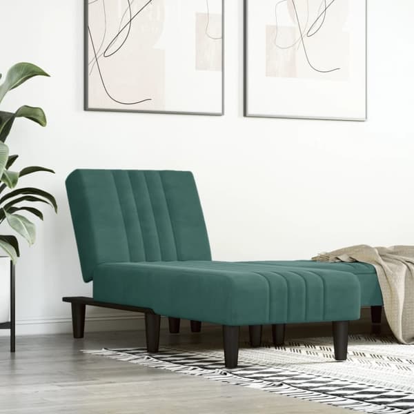 chaiselong velour mørkegrøn