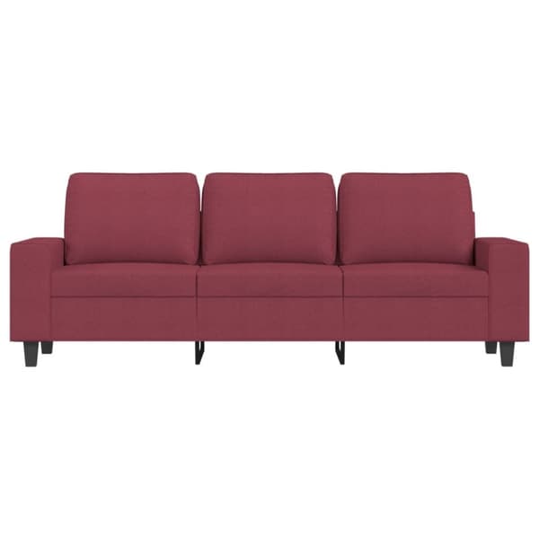 3-sitssoffa med fotstöd vinröd 180 cm tyg