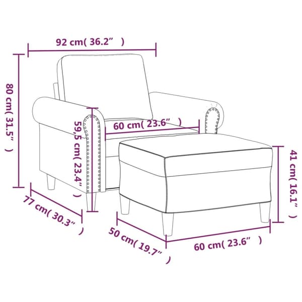 Fåtölj med fotpall gul 60 cm sammet