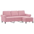 Pikkukuva 3 / 7: 3-sitssoffa med fotpall rosa 180 cm sammet
