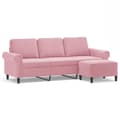 Pikkukuva 2 / 7: 3-sitssoffa med fotpall rosa 180 cm sammet