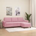 Pikkukuva 1 / 7: 3-sitssoffa med fotpall rosa 180 cm sammet