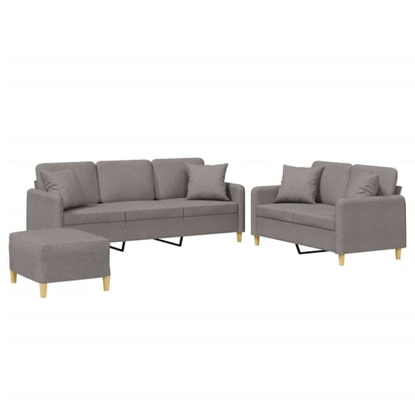 sofasæt 3 dele med puder stof gråbrun