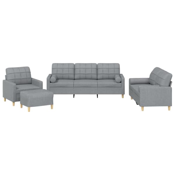 sofasæt 4 dele med puder stof lysegrå