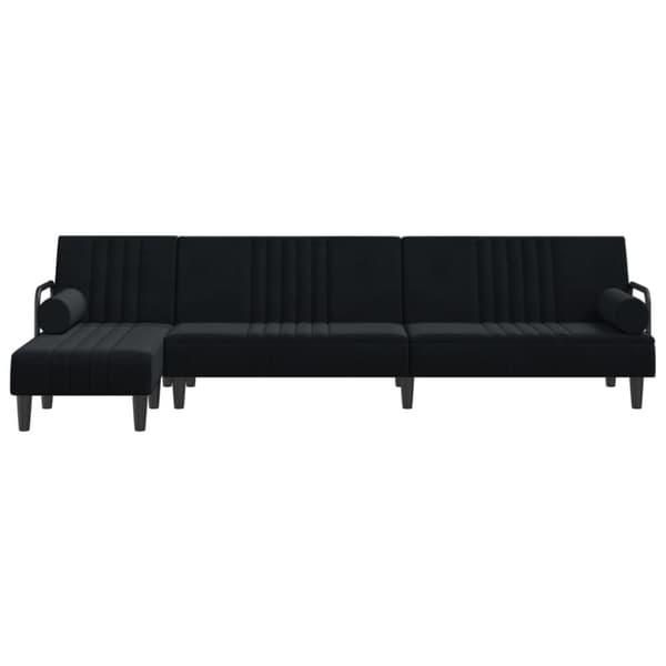 L-formad bäddsoffa svart 260x140x70 cm sammet