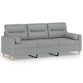 Miniatyrbillede 2 af 8: 3-personers sofa med pyntepuder 180 cm stof lysegrå